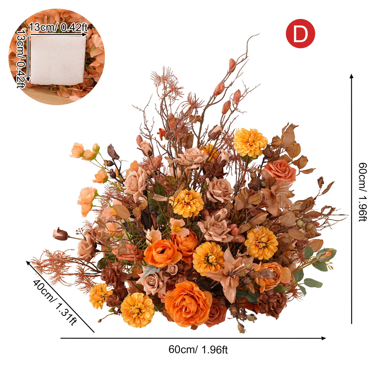 décoration boho chic bouquet fleurs artificielles orange rose table extérieur événement