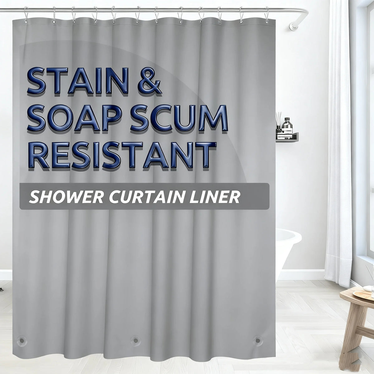 rideau douche blanc uni moderne aimants lestés opacité toilettes 120x180cm 154x180cm 180x180cm 180x200cm respectueux