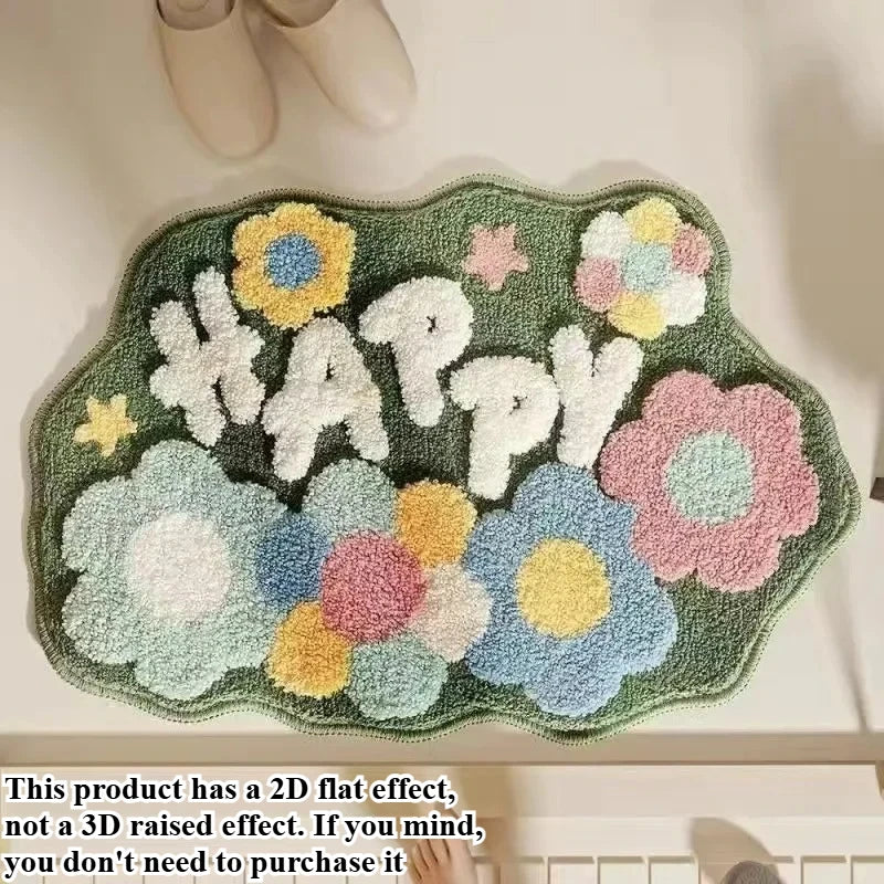tapis sol floral vintage fleurs colorées happy maison entrée
