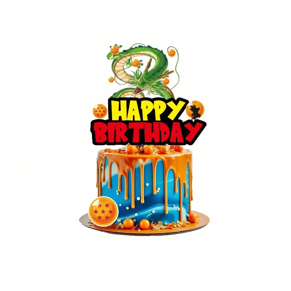 fourchettes cupcakes décorations dragon ball personnages boules toppers adhésifs gâteau anniversaire diy orange bleu
