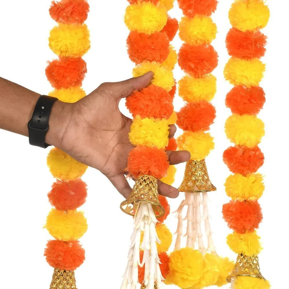 guirlande florale artificielle festives boules fleurs compactes couleurs vives indien festive ornement fête sans