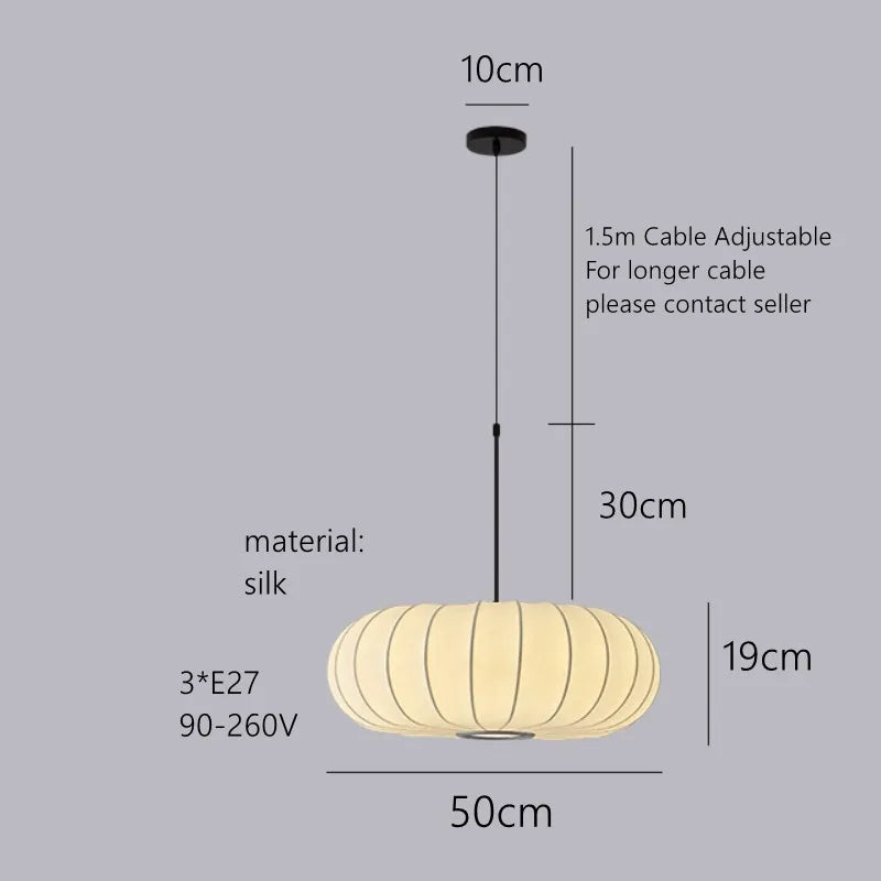 suspension lumineuse soie blanc rayures horizontales moderne passe câble noir