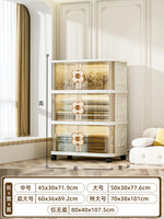 meuble rangement moderne armoire beige clair grille dimensions roulettes 45x30x71.9cm