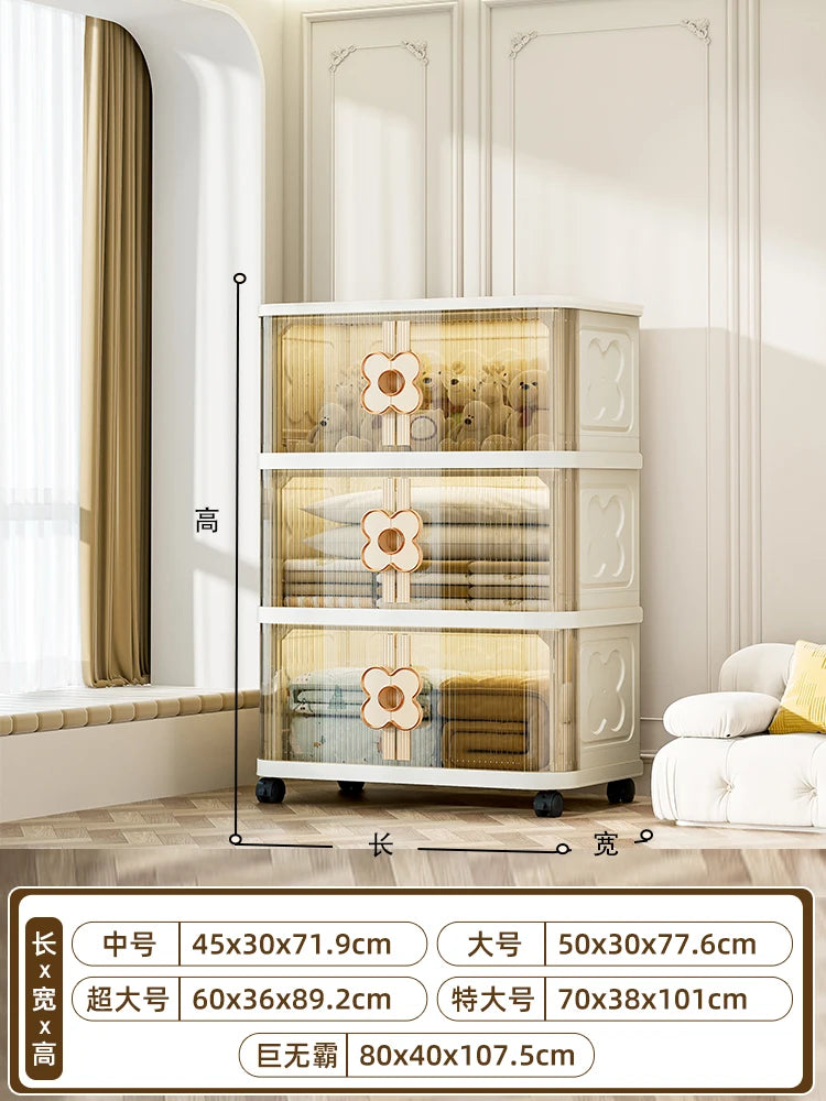 meuble rangement moderne armoire beige clair grille dimensions roulettes 45x30x71.9cm