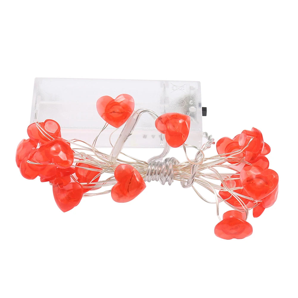 guirlande lumineuse rouge cœur 20 30 led 2m 3m noël romantique féerique chambre moderne