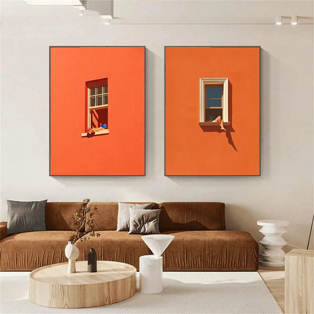 affiches abstraites orange minimaliste sans cadre toile impressions murales modernes chambre salon(vertical)