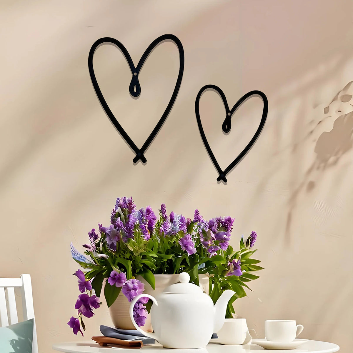 décoration murale métal cœur noir simple minimaliste chambre salon galerie