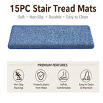 tapis d'escalier moderne antidérapant 15 pièces adhésif beige clair texture tissée polyester