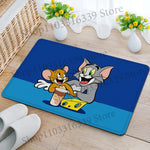 tapis sol jaune rose bleu vert turquoise dessins animés tom jerry antidérapant absorbant eau