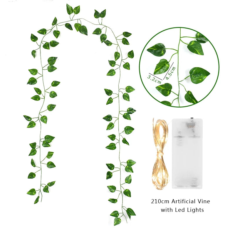 guirlande lumineuse feuilles vertes led blanc extérieur moderne décoration mariage chambre festive