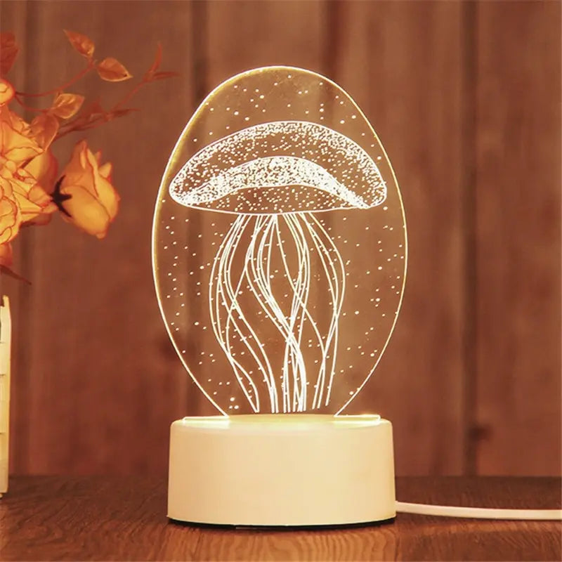 lampe 3d veilleuse led animal compagnie moderne base plate blanc