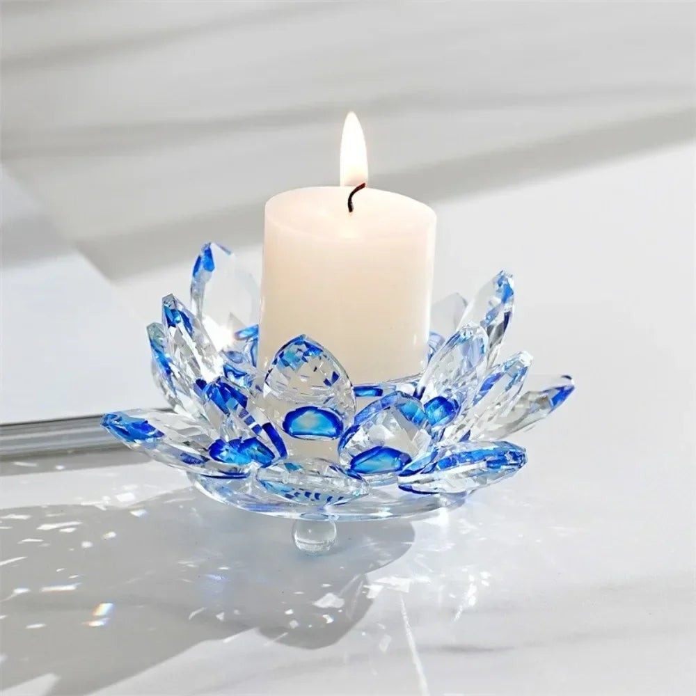 support bougie moderne transparent fleur lotus multicolore rose marron violet élégant décoration intérieure bougies