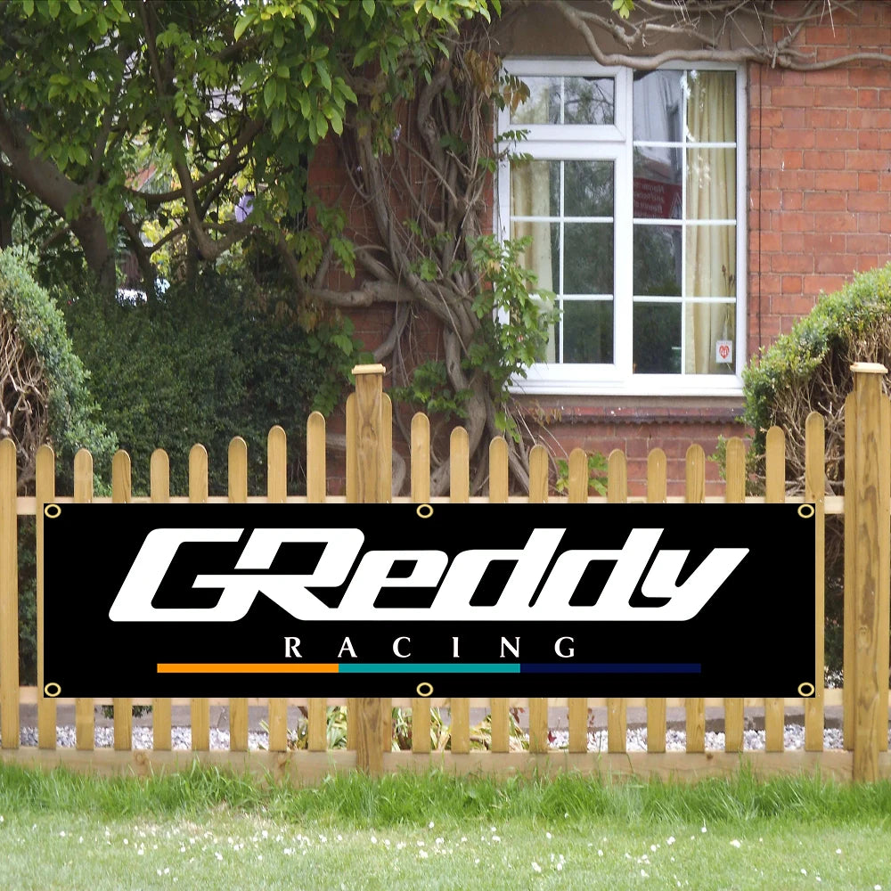 bannière publicitaire gredy racing graphique moderne sportive 60cm 240cm polyester opaqueDecorationextérieur