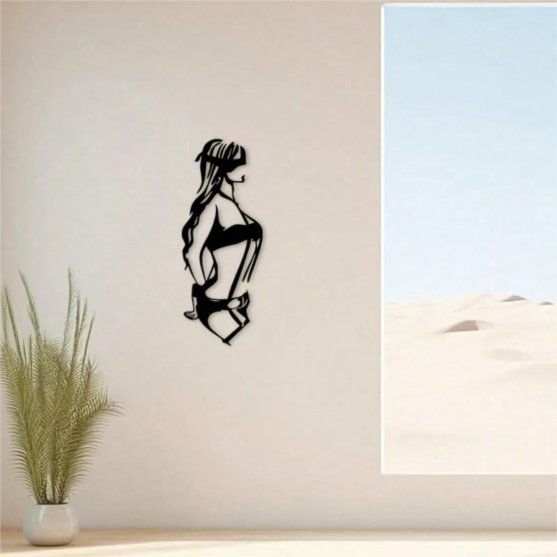 sculpture murale silhouette femme maillot bain talons noir minimalisteintérieur décoration salon chambre