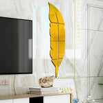 miroir mural adhésif plume stylisée décoration salon moderne acrylique argenté doré grand