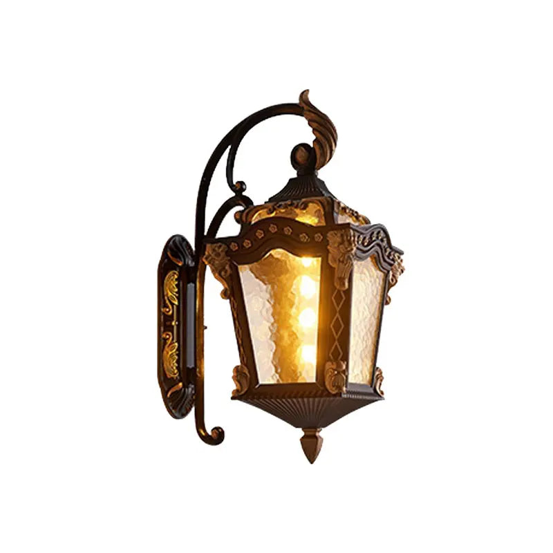 lampe murale éclairage extérieur moderne classique verre moulé texture dorée hydrofuge é27 led noir