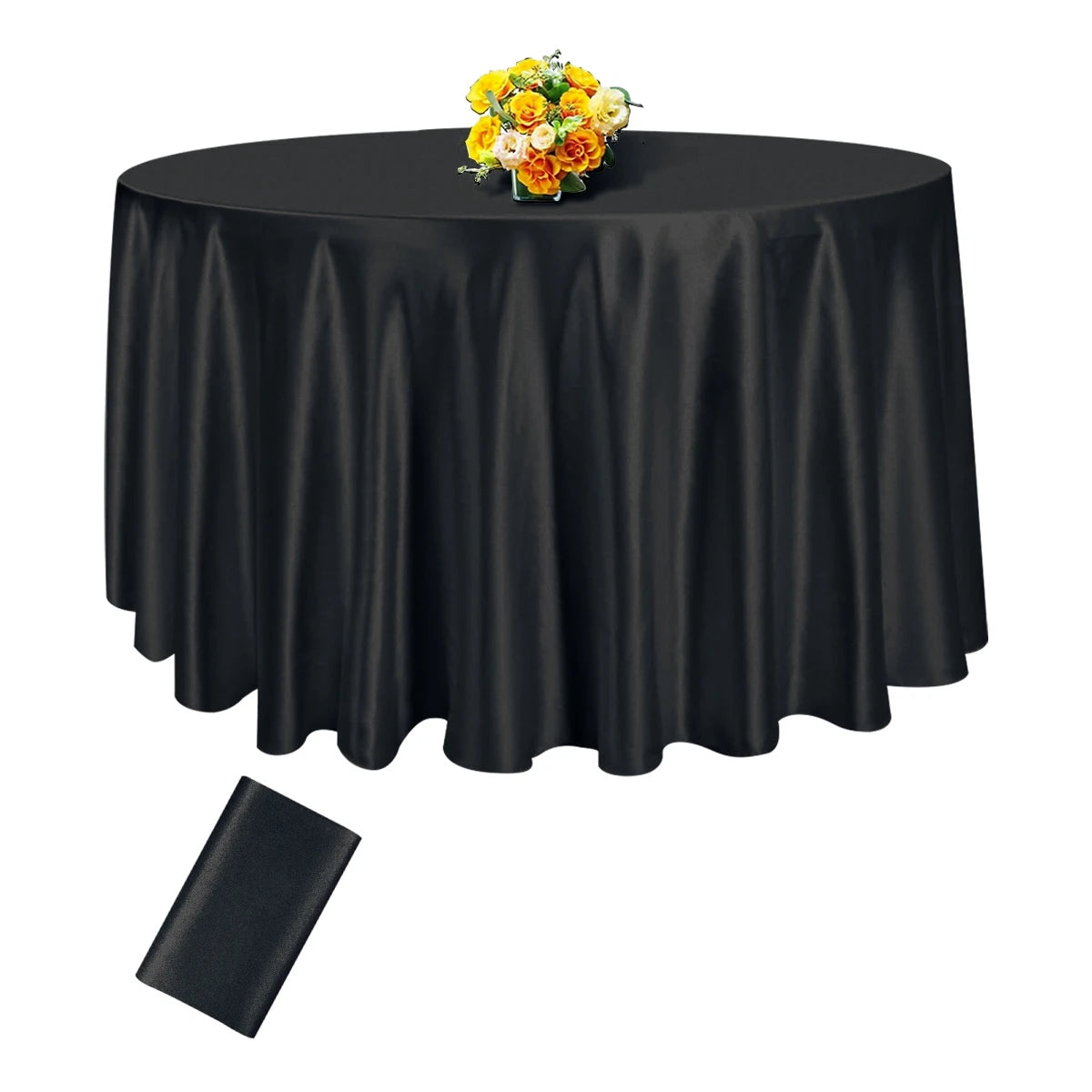 nappe table ronde satin blanc noir unie moderne opaquer 145cm 180cm 200cm 228cm