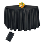 nappe table ronde satin blanc noir unie moderne opaquer 145cm 180cm 200cm 228cm