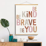 Cadres murals modernes minimalistes texte arc ciel coeurs blanc beige marron rose gris toile
