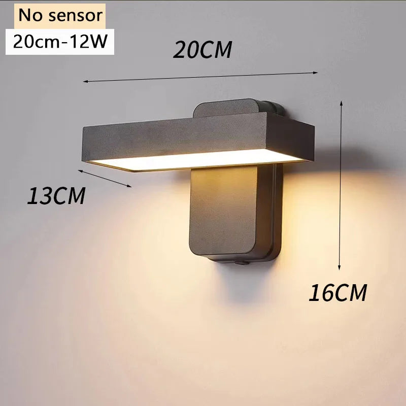 lumière murale led moderne 30cm marron foncé interrupteur tactile sensoriale ip65 étanche