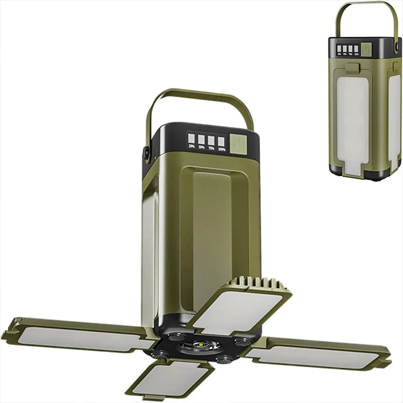 lampe camping rechargeable vert olive led pratique moderne chargeur solaire port usb multiple modes