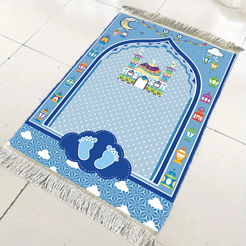 tapis polyester antidérapant imperméable prière moderne bleu blanc rose jaune noir geometrique floral enfants