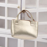 sac main miniature blanc marron texture tissée poignées détachables accessoire poupée classique simple 12