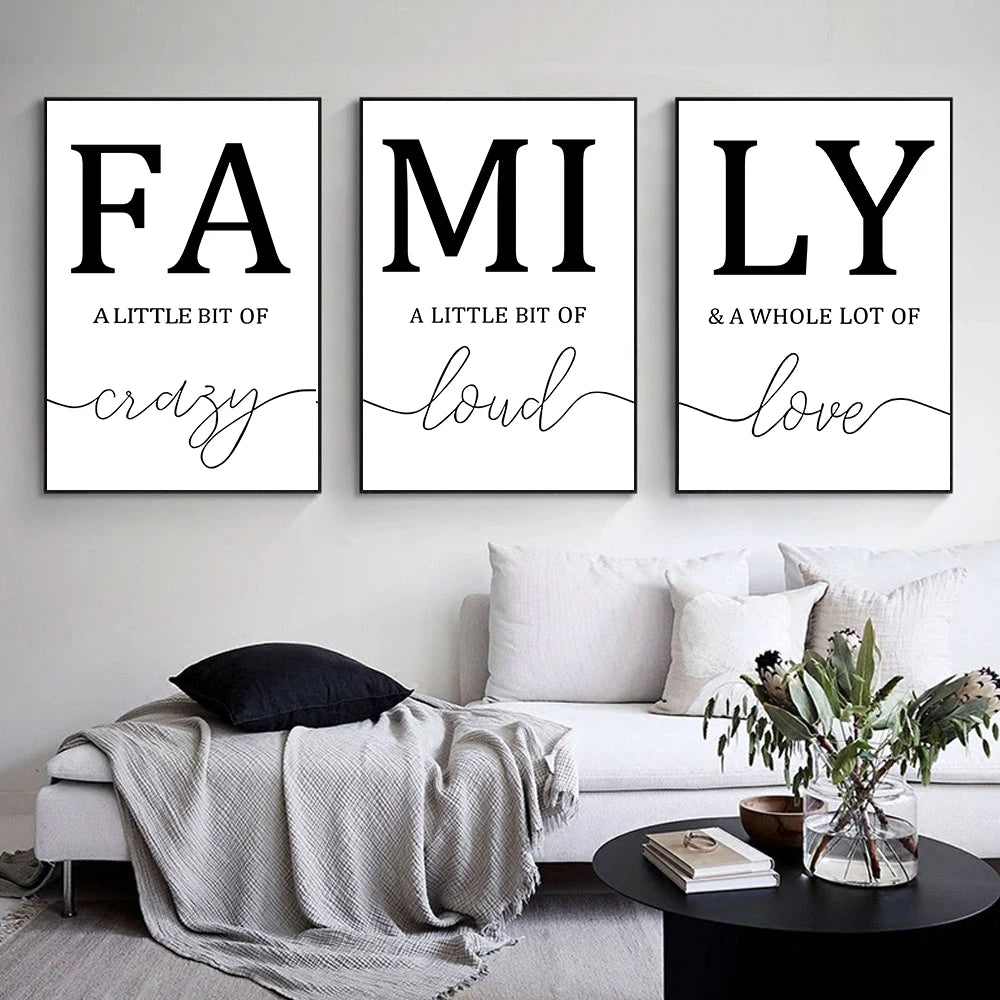 lettres calligraphie moderne minimaliste noir blanc affiche sans cadre salon chambre haut qualité imprimée
