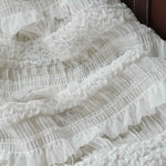 tissu mousseline rose blanc vintage romantique pli fronce dentelé occasion mariage 100 polyester