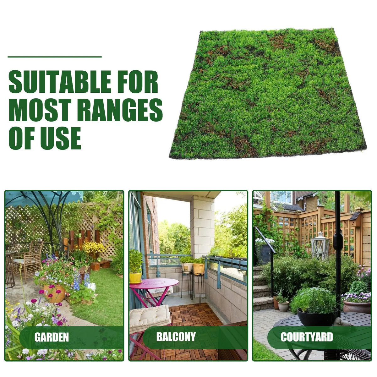 tapis mousse imitation vert marron texture naturelle rustique décoration extérieure intérieure plantes arrondi sol