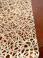 nappe decorative moderne or blanc argent motifs circulaires translucide mariage eventDecorationintérieur