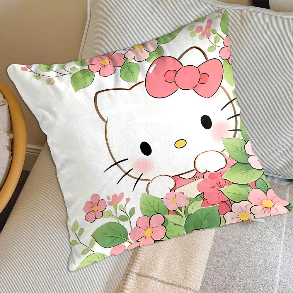housse coussin carré hello kitty motif fleurs lapin ours coeurs chaussettes polyéstère decorative lit