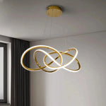 Suspension lumineuse moderne or blanc cercles entrelacés télécommande tricolore lumière led