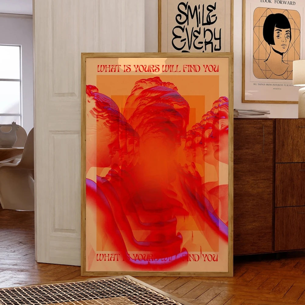 affiche abstraite rouge moderne décoration murale intérieure chambre salon enfants