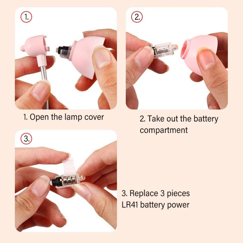 lampe pinces led rose blanc protection yeux étude lecture minimaliste