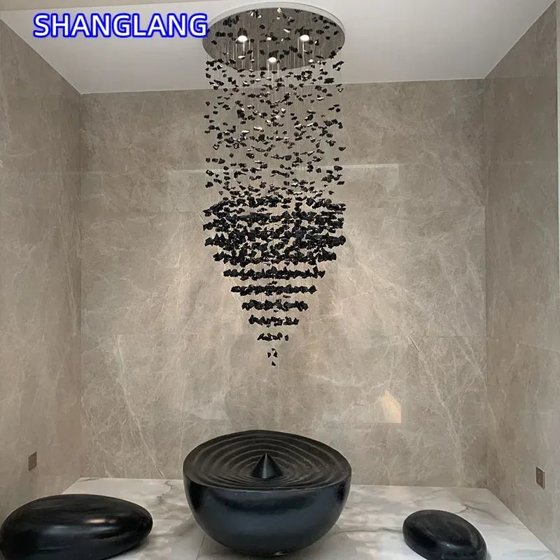 Suspension lumineuse contemporaine acier inoxydable noir blanc minimaliste 110V 220V LED