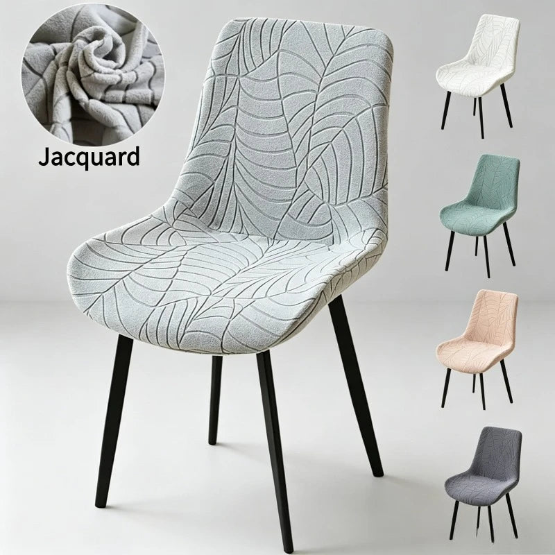 housse chaise moderne jacquard motif feuilles gris clair protection siège banquet mariage