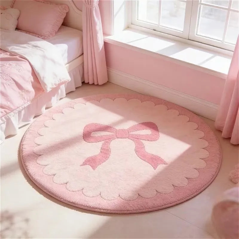 tapis rond moderne arc rose bleu motifs floraux 80x80cm 120x120cm salon chambre