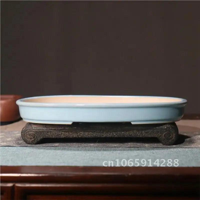 bassin bonsaï porcelaine blanc vert classique glazed desktop flower plant chinese ceramic
