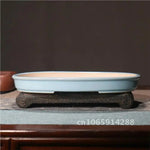 bassin bonsaï porcelaine blanc vert classique glazed desktop flower plant chinese ceramic