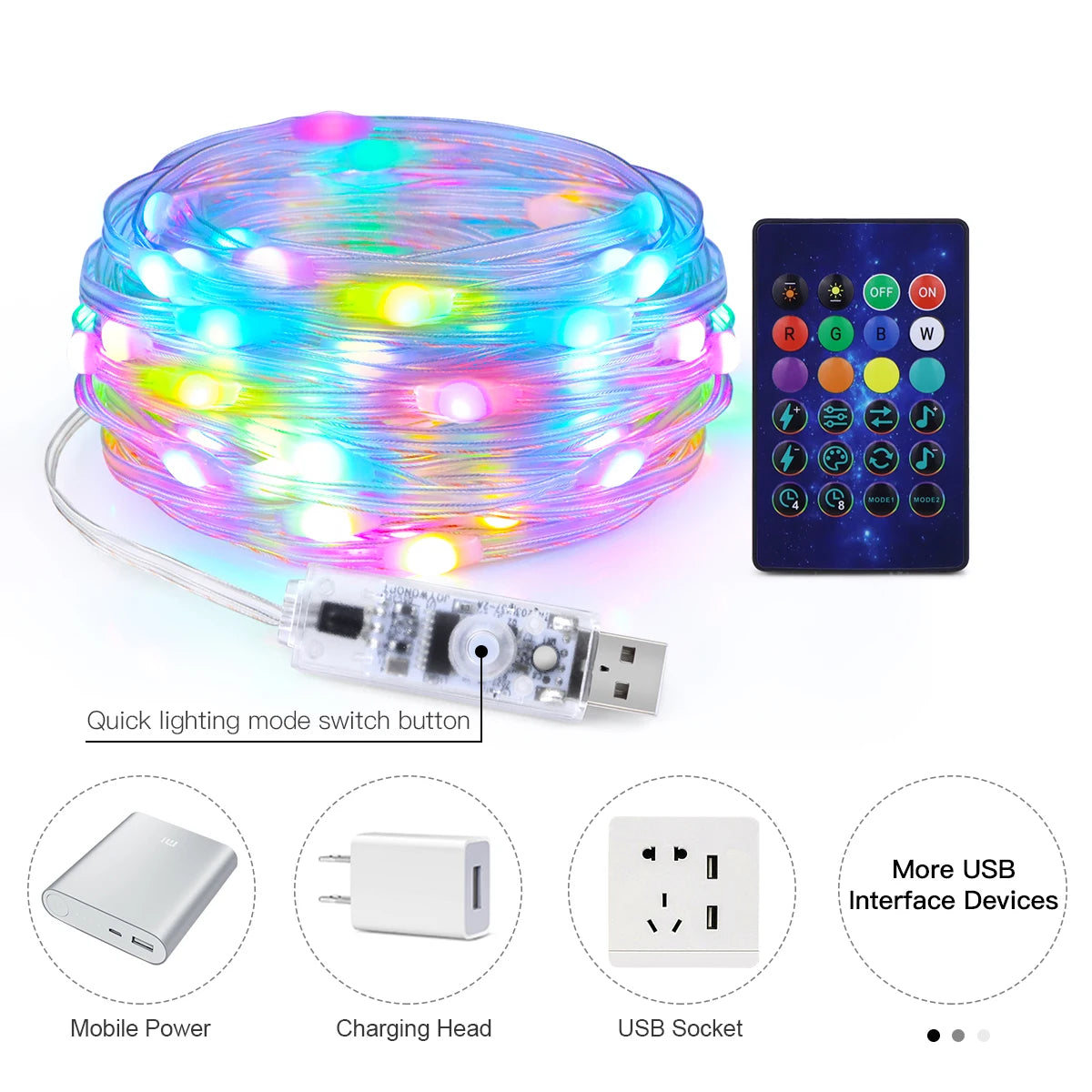 guirlande lumineuse led multicolore bluetooth controle application noel decoration fete nouvelle an