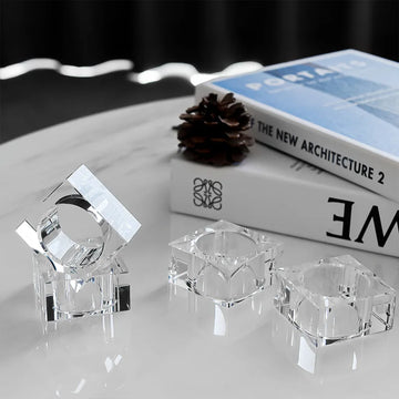 support serviette cube transparent moderne respectueux environnement clips transparents set decoration mariage festive