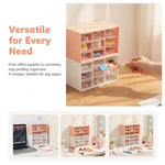 boîte rangement compartiments transparentes moderne blanc rose violet orange