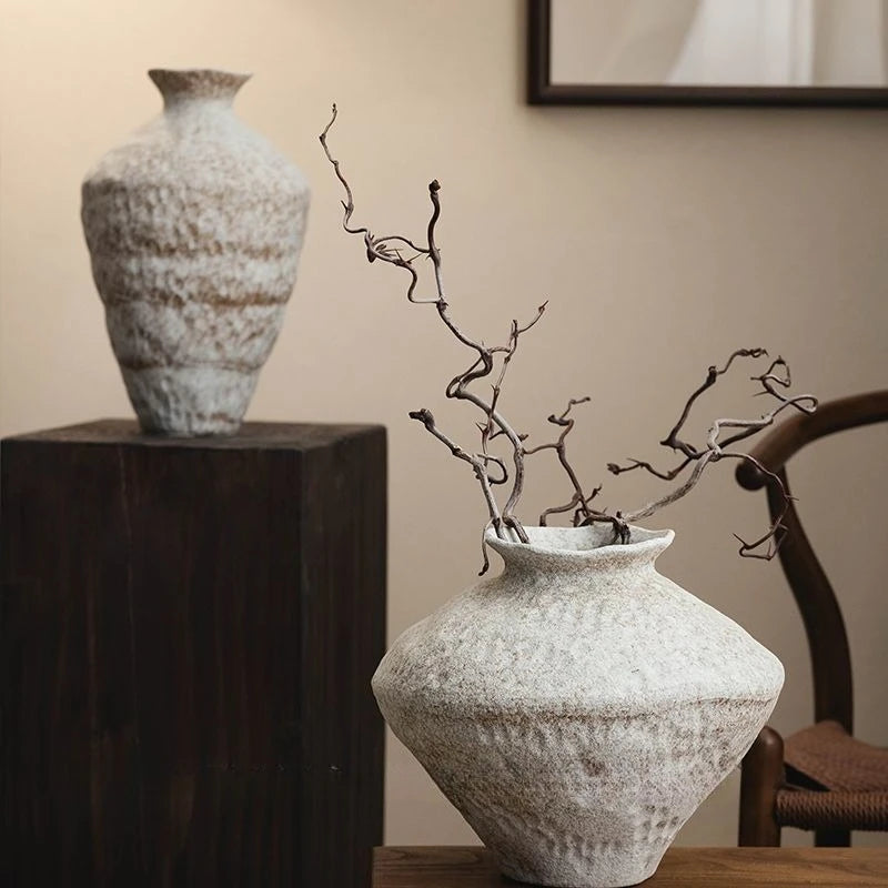 vases céramique blanc beige texture rustique vintage arrangement floralintérieurbranches séchées