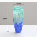 vase verre dégradé couleur bleu orange moderne décoration table arrangement fleurs artistique