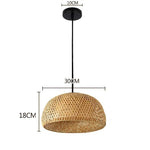 lampe suspendue moderne rustique tissage bambou naturel beige pince lampe