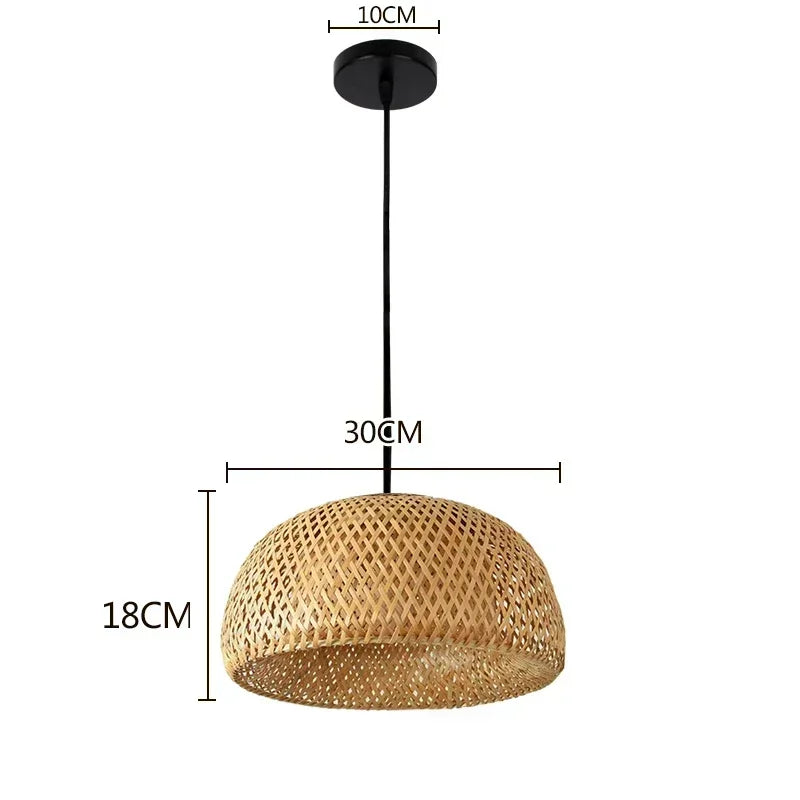 lampe suspendue moderne rustique tissage bambou naturel beige pince lampe