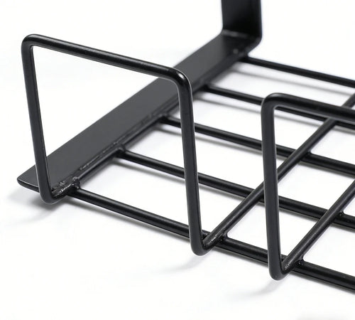 support câbles noir grille métallique industriel suspension vis fixations moderne rangement élégant praticité
