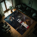 tapis resident evil multicolore antidérapant illustration post apocalyptique personnages armés
