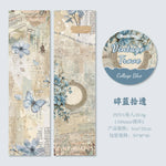 ruban décoratif vintage multicolore fleurs papillons lettres illustré 50mm longueur 2mètres